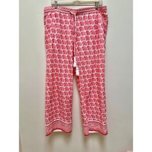 Devi Designs W Elephant Block Print PJ Pants White Pink XL 100% Cotton Boho